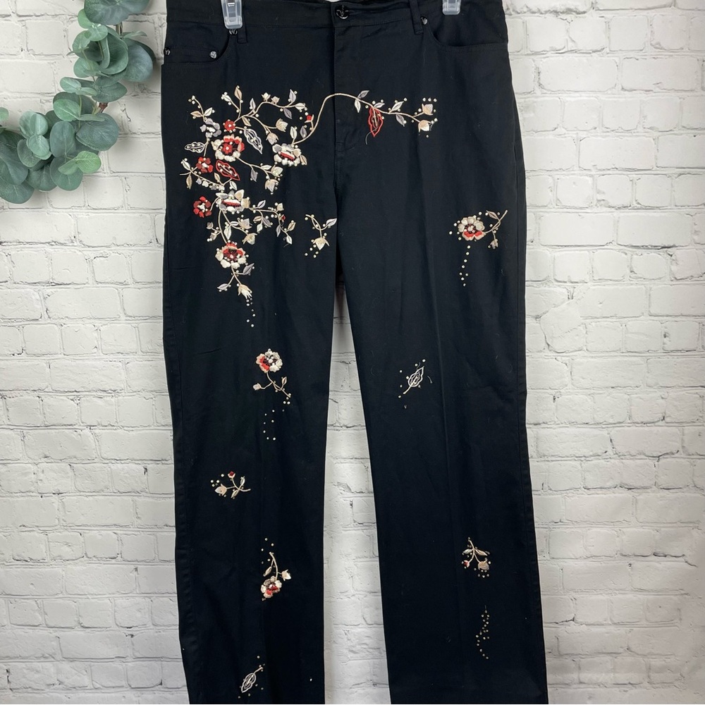 ANEV Vintage Embroidered Black Pants size 10